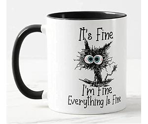 Vixar It's Fine Everything is Fine Colorful Mug Birthday Work Christmas Tea Coffee Mug (Black)