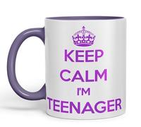 Vixar Keep Calm I'm Teenager Ceramic Coloured Mug Cup for Tea Coffee Hot Brew 330ml 11Oz Gift (Purple)