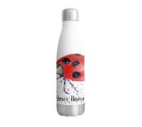 Vixar Ladybird Personalised Custom Bottle with your Text/name Watercolour Art Lady Bug wildlife animal Bottle double Wall insulated Stainless steel sport Drinks 500ml