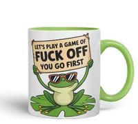 Vixar Let’s Play a Game of F*ck Off - You Go First - Coloured Ceramic Mug Cup Gift, 11oz (Light Green)