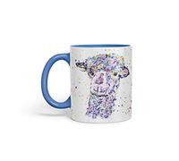 Vixar Llama lama Wildlife Farm Animals Watercolour Art Coloured Mug Cup Gift Birthday Work Office Tea Coffee (C Blue)
