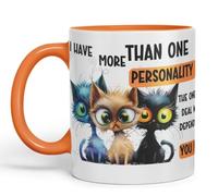 Vixar More Than One Personality Sarcastic Sarcastic Cats Coloured Ceramic Mug Cup Gift 11oz (Orange)