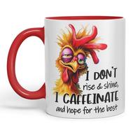 Vixar Mug Sarcastic with Text: I Don’t Rise & Shine I Caffeinate and Hope for The Best Coloured Ceramic Mug Cup 11oz Funny Sarcastic Gift (Red)