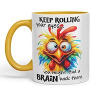 Vixar Mug with Keep Rolling Your Eyes - You Might Find a Brain Back There Coloured Ceramic Mug Cup 11oz Funny Sarcastic Gift (Gold Yellow)