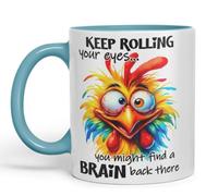 Vixar Mug with Keep Rolling Your Eyes - You Might Find a Brain Back There Coloured Ceramic Mug Cup 11oz Funny Sarcastic Gift (Turquoise)