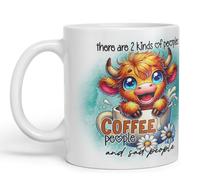 Vixar Mug with Sarcastic Text There are 2 Kinds of People Highland Cow Coloured Ceramic Mug Cup Gift for Coffee Lovers 11oz (White)