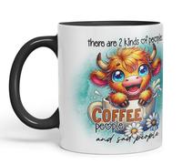 Vixar Mug with Sarcastic Text There are 2 Kinds of People Highland Cow Coloured Ceramic Mug Cup Gift for Coffee Lovers 11oz (Black)