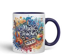 Vixar Music Teacher Mug Thank You, End of School Gift Ceramic Coloured Mug Cup for Tea Coffee Hot Brew 330ml 11Oz Gift (Navy)