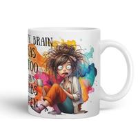 Vixar My Brain Has Too Many Tabs Open Mug - Coloured Ceramic Mug Cup Gift, 11oz (White)