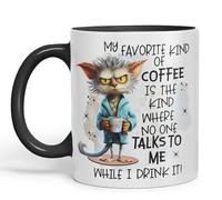 Vixar My Favorite Kind of Coffee is The Kind Where no one Talk to me While I Drink It, Joke sarkasm Sarcastic Ceramic Coloured Mug Cup for Tea Coffee Hot Brew 330ml 11Oz Gift (Black)