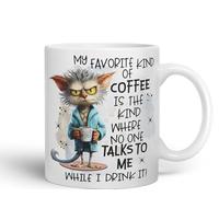 Vixar My Favorite Kind of Coffee is The Kind Where no one Talk to me While I Drink It, Joke sarkasm Sarcastic Ceramic Coloured Mug Cup for Tea Coffee Hot Brew 330ml 11Oz Gift (White)