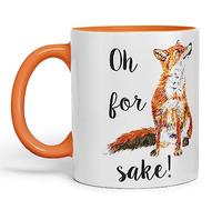 Vixar Oh for Fox Sake Ceramic 330 ml Coloured Mug Cup Gift Tea Coffee Christmas Office Home Joke (Orange)