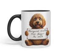 Vixar Personalised Cockapoo Dog Mug with Name or Custom Message - Cute Animal Coloured Ceramic Mug Cup Gift, 11oz (Black)