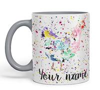 Vixar Personalised with Your Text Chicken Hen Farm Watercolour Art Coloured Ceramic Mug Cup Gift 330ml 11oz Custom Work Office Tea Coffee (Grey)