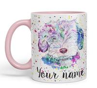 Vixar Personalised with Your Text Cockapoo Cockerpoo Dog Pet Animals Watercolour Art Coloured Ceramic Mug Cup Gift 330ml 11oz Custom Work Office Tea Coffee (Pink)