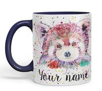 Vixar Personalised with Your Text Red Panda Animals Art Coloured Ceramic Mug Cup Gift 330ml 11oz Custom Work Office Tea Coffee (Navy)