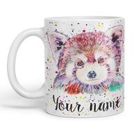 Vixar Personalised with Your Text Red Panda Animals Art Coloured Ceramic Mug Cup Gift 330ml 11oz Custom Work Office Tea Coffee (White)