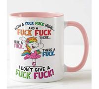 Vixar Pink Mug Unicorn with a ... here swaering 11oz Cup Mug Coffee Tea Birthday Gift