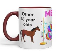 Vixar Pole Dance Unicorn 18th Birthday Other 18 Year Older Coloured 330 ml Mug Cup Gift Work Office Tea Coffee (Maroon)