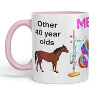 Vixar Pole Dance Unicorn 40th Birthday Other 40 Year Older Coloured 330 ml Mug Cup Gift Work Office Tea Coffee (Pink)
