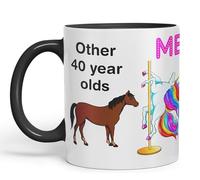 Vixar Pole Dance Unicorn 40th Birthday Other 40 Year Older Coloured 330 ml Mug Cup Gift Work Office Tea Coffee (Black)