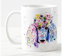 Vixar Poodle Bridge Dog Pet Watercolour Rainbow Art Coloured Mug Cup Gift Birthday Work Office Christmas Tea Coffee (White)