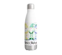 Vixar Rainbow Gonk Personalised Custom Bottle with your Text/name Gnome Watercolour Bottle Double Wall Insulated Stainless Steel Sport Drinks 500ml
