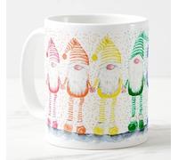 Vixar Rainbow Gonk Watercolour Art Coloured Mug Cup Gift Birthday Work Office Christmas Tea Coffee (White)