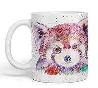 Vixar Red Panda Animals Watercolour Art Coloured creamic 330 ml Mug Cup Gift Birthday Work Office Tea Coffee (White)