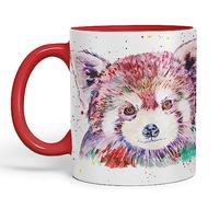 Vixar Red Panda Animals Watercolour Art Coloured creamic 330 ml Mug Cup Gift Birthday Work Office Tea Coffee (Red)