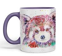 Vixar Red Panda Animals Watercolour Art Coloured creamic 330 ml Mug Cup Gift Birthday Work Office Tea Coffee (Purple)