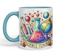 Vixar Science Teacher Teacher Mug Thank You, End of School Gift Ceramic Coloured Mug Cup for Tea Coffee Hot Brew 330ml 11Oz Gift (Turq)