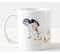 Vixar Seagull Eating Chips Beach Seafront Bird Watercolour Art Coloured Mug Cup Gift Birthday Work Office Christmas Tea Coffee (White)