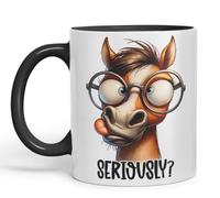 Vixar Seriously? Coloured Ceramic Mug Cup 11oz Funny Sarcastic Gift (Black)