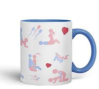 Vixar Sexual Positions Kamasutra Kama Sutra Ceramic Coloured Mug Cup Gift Tea Coffee Christmas Office Home Sarcastic Joke (C Blue)