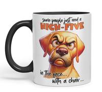 Vixar Some People Just Need a High-Five in the Face with a Chair Dog Coloured Ceramic Mug Cup 11oz Funny Sarcastic Gift (Black)
