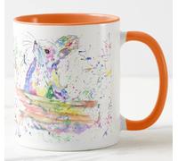 Vixar Squirrel Watercolour Rainbow Art Coloured Mug Cup Gift Birthday Work Office Christmas Tea Coffee (Orange)