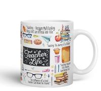 Vixar Teacher Life Teaching assistany Hobby Ceramic Coloured Mug Cup for Tea Coffee Hot Brew 330ml 11Oz Gift (White)
