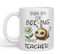 Vixar Teacher Thank You for Bee-ing The Best Teacher Ceramic Coloured Mug Cup for Tea Coffee Hot Brew 330ml 11Oz (White)