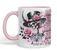 Vixar The Good Girl in Me Got Tired of The Bullsh*t So The B*tch in Me Came Out to Play Gothic Skeleton Coloured Mug Cup 11oz (Pink)