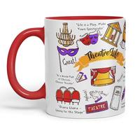 Vixar Theatre Life Theatre Drama Llama Brodway Stage Joke sarkasm Sarcastic Ceramic Coloured Mug Cup for Tea Coffee Hot Brew 330ml 11Oz Gift (Red)