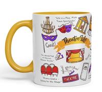 Vixar Theatre Life Theatre Drama Llama Brodway Stage Joke sarkasm Sarcastic Ceramic Coloured Mug Cup for Tea Coffee Hot Brew 330ml 11Oz Gift (G Yellow)