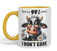 Vixar There’s a 99% Chance I Don’t Care Coloured Ceramic Mug Cup 11oz Funny Sarcastic Gift (Gold Yellow)