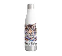 Vixar Tiger Personalised Custom Bottle with your Text/name Watercolour big cat safari Animals Bottle Double Wall Insulated Stainless Steel Sport Drinks 500ml