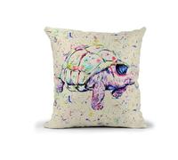 Vixar Tortoise Watercolour Rainbow Art Linnen Cushion With filling or cover only, 40x40cm, gift, christmas, Birthday (with insert)