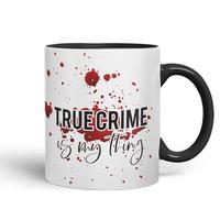 Vixar True Crime is My Thing Joke Sarcastic Ceramic Coloured Mug Cup for Tea Coffee Hot Brew 330ml 11Oz Gift (Black)