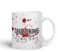 Vixar True Crime is My Thing Joke Sarcastic Ceramic Coloured Mug Cup for Tea Coffee Hot Brew 330ml 11Oz Gift (White)