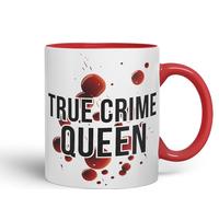 Vixar True Crime Queen Joke Sarcastic Ceramic Coloured Mug Cup for Tea Coffee Hot Brew 330ml 11Oz Gift (Red)