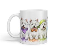 Vixar Westie Dog Mug - Cute West Highland Terrier Coloured Ceramic Mug Cup Gift, 11oz (White)