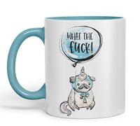 Vixar What The f…. Dog Unicorn Sarcastic Joke Gift Ceramic Coloured Mug Cup for Tea Coffee Hot Brew 330ml 11Oz (Turquoise)